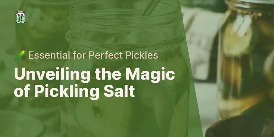 Unveiling the Magic of Pickling Salt - 🥒 Essential for Perfect Pickles